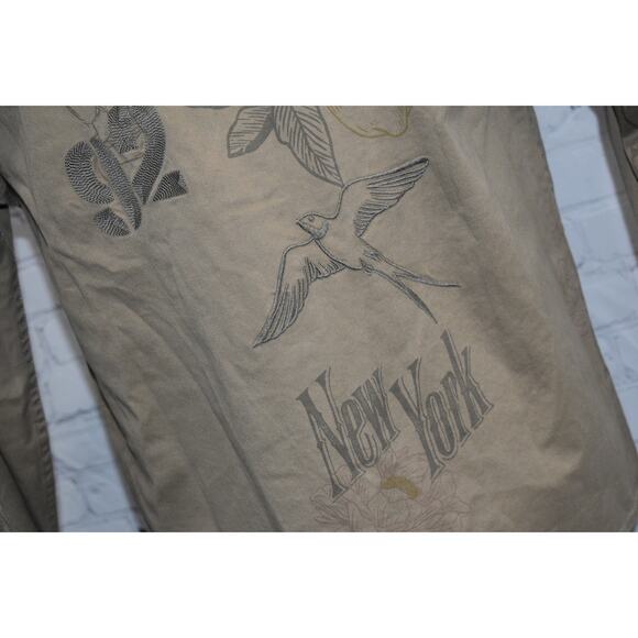 Abercrombie & Fitch shacket Shirt Mens Size Small Tan Floral Cotton NEW - Picture 6 of 8